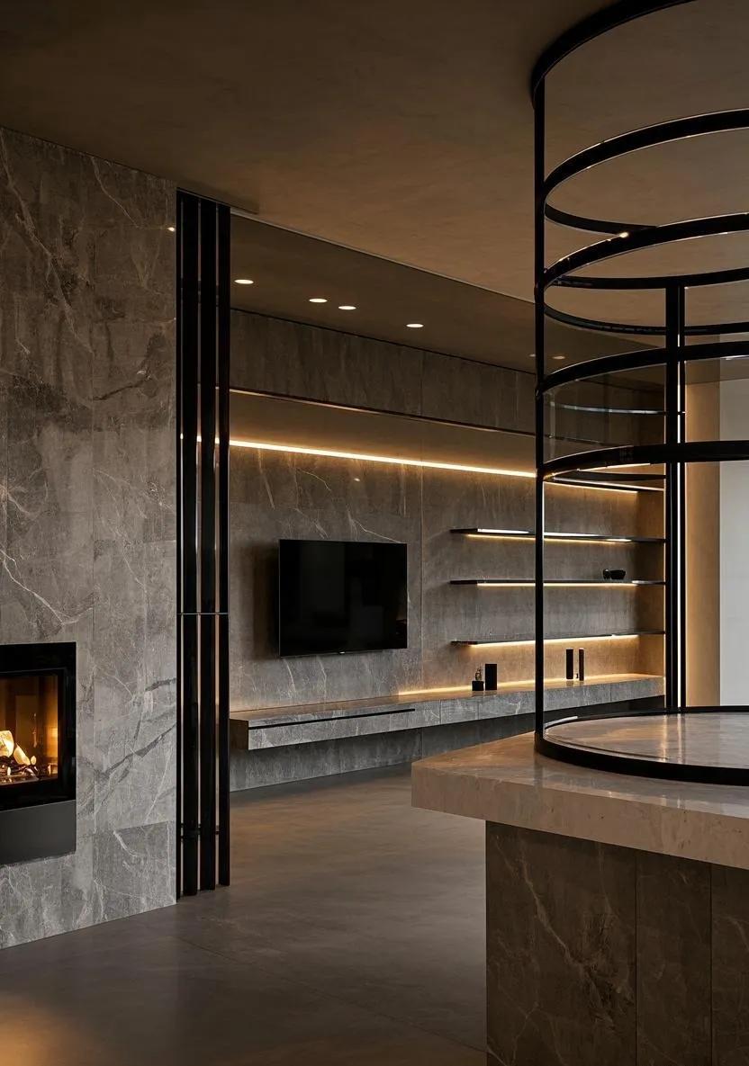 2025年必火的电视背景墙设计:5大趋势打造客厅颜值天花板(图3) 生态木墙面效果图_客厅视觉焦点装修_电视背景墙设计