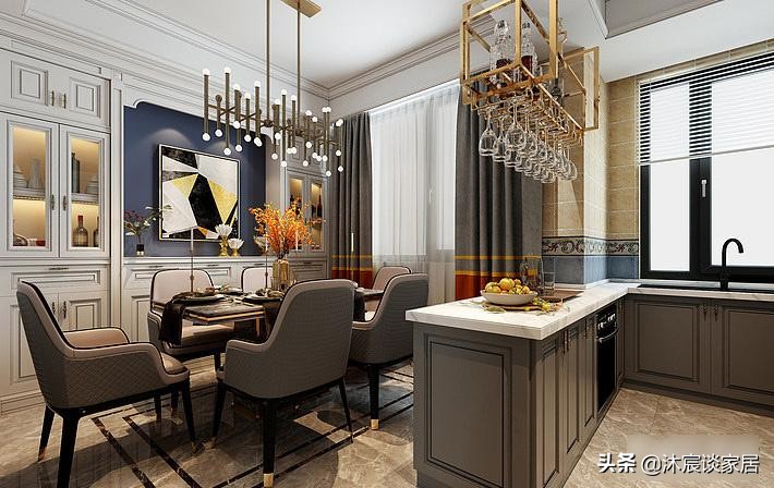 夫妻二人真厉害,跃式装成轻奢风,满满的奢华感,高端大气上档次(图7) 生态木墙面效果图_现代轻奢复式装修设计_轻奢风格跃式住宅案例