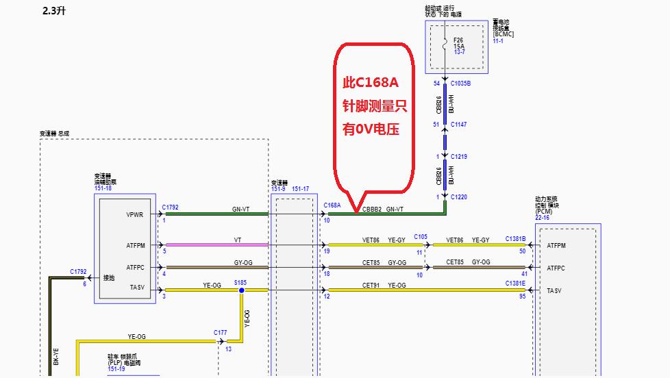 维修案例:新探险者仪表亮扳手灯(图4) 福特新探险者2.3T仪表亮扳手灯维修_P0C20辅助变速箱机液泵控制模块回馈讯号范围性能故障排除_新车扳手指示灯一直亮