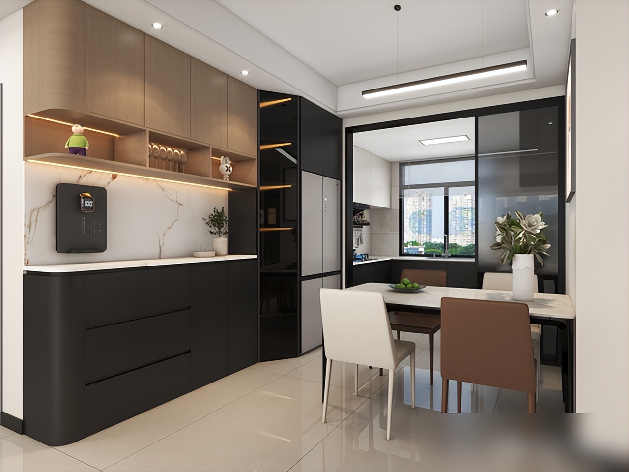 她家116㎡,光一个电视背景墙就让无数人效仿,实用又有高级感(图7) 悬空电视柜隐藏灯带_电视墙岩板木格栅设计_装修效果图大全2025图片电视墙