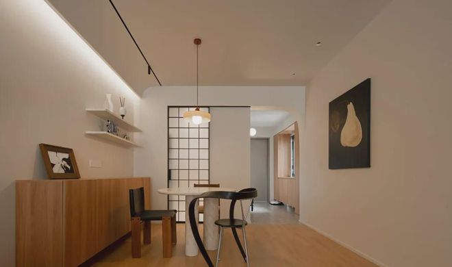 85平精装改温馨自然质感三室两卫,这个家美观不留卫生死角(图11) 深圳85平精装房改造_客厅餐厅厨房硬装改动_85平方三室一厅户型图