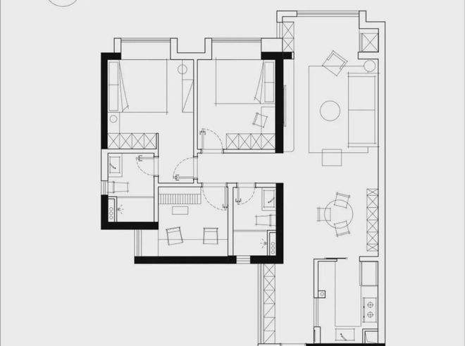 85平精装改温馨自然质感三室两卫,这个家美观不留卫生死角(图3) 85平方三室一厅户型图_深圳85平精装房改造_客厅餐厅厨房硬装改动