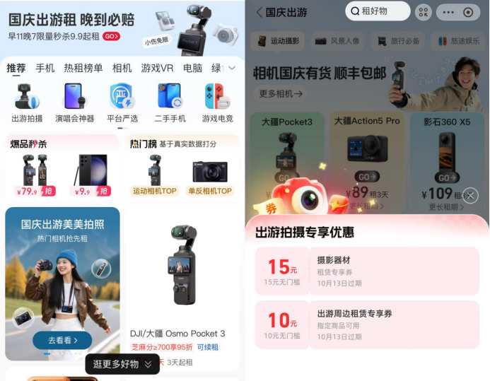 国庆出游带火“摄影神器”,从买到租都“爆单”了(图6) 数码相机销售额同比增长_数码相机怎么用_运动相机租赁订单增长