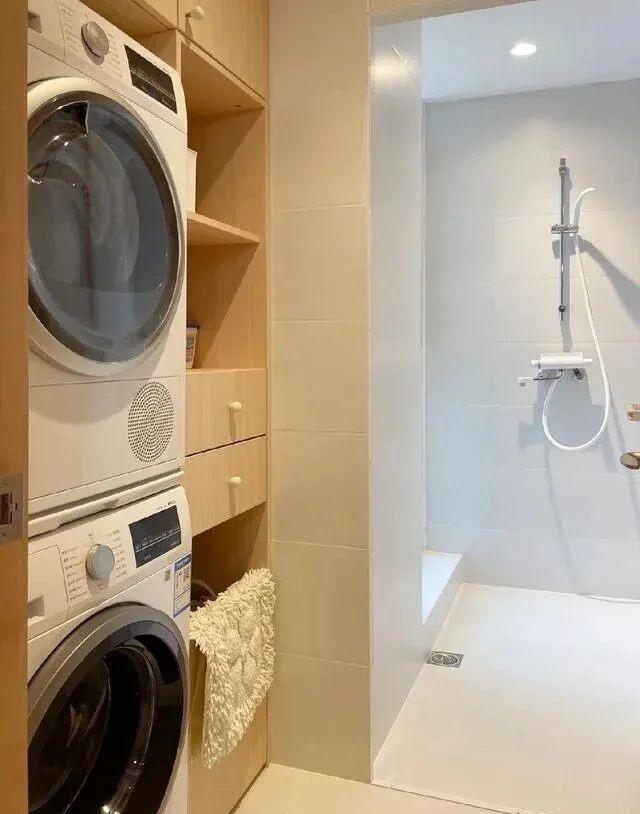 别再迷信“洗衣机放阳台”了!这几个个地方那叫一个高级实用!(图5) 独立洗衣房方案_洗衣机 阳台 卫生间_阳台洗衣机