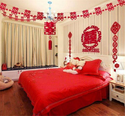 婚庆新房布置图片大全_喜庆浪漫婚房布置_婚房布置效果图