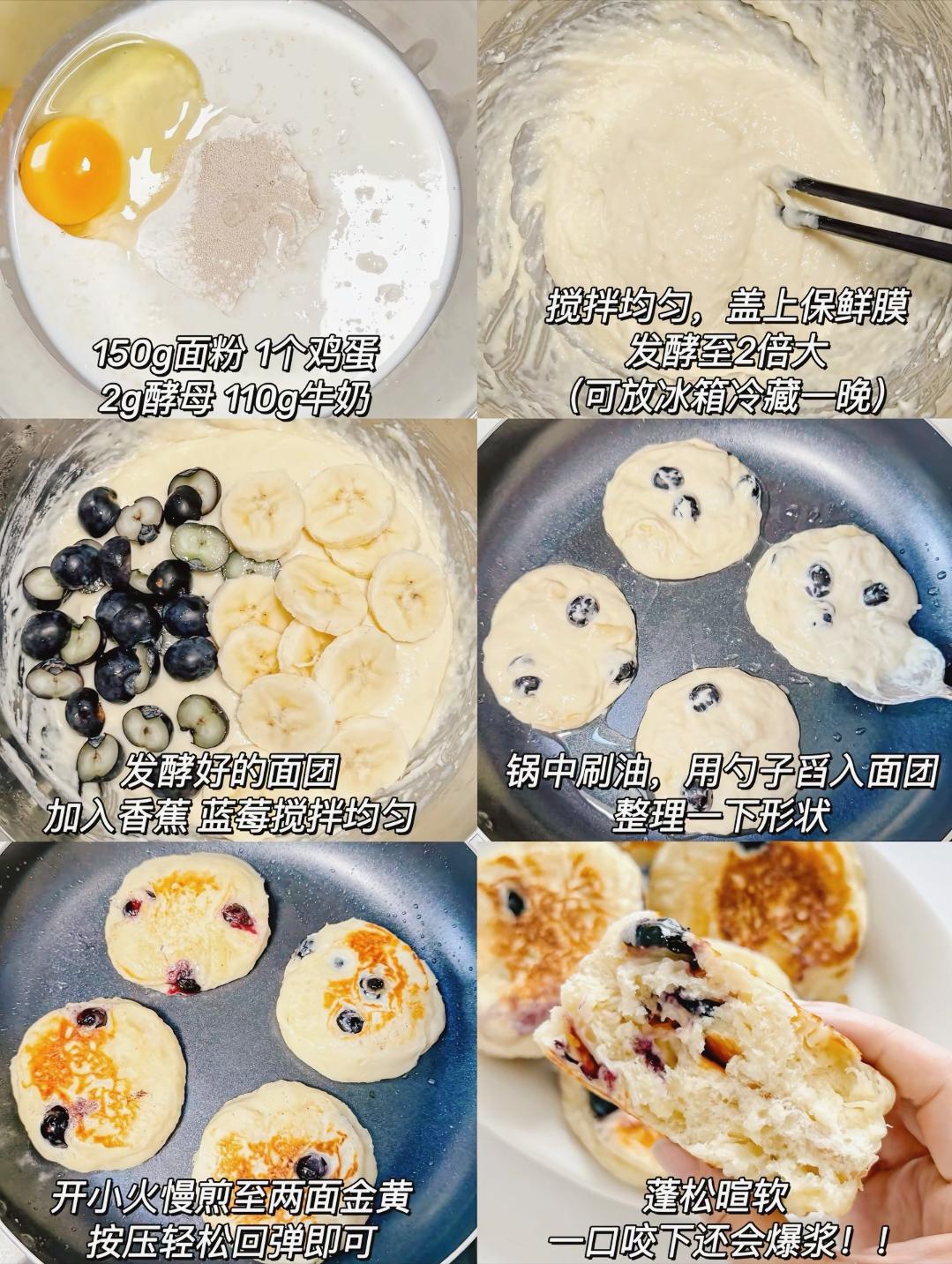 蓝莓香蕉爆浆饼食谱_发面饼制作方法_香蕉牛奶饼窍门