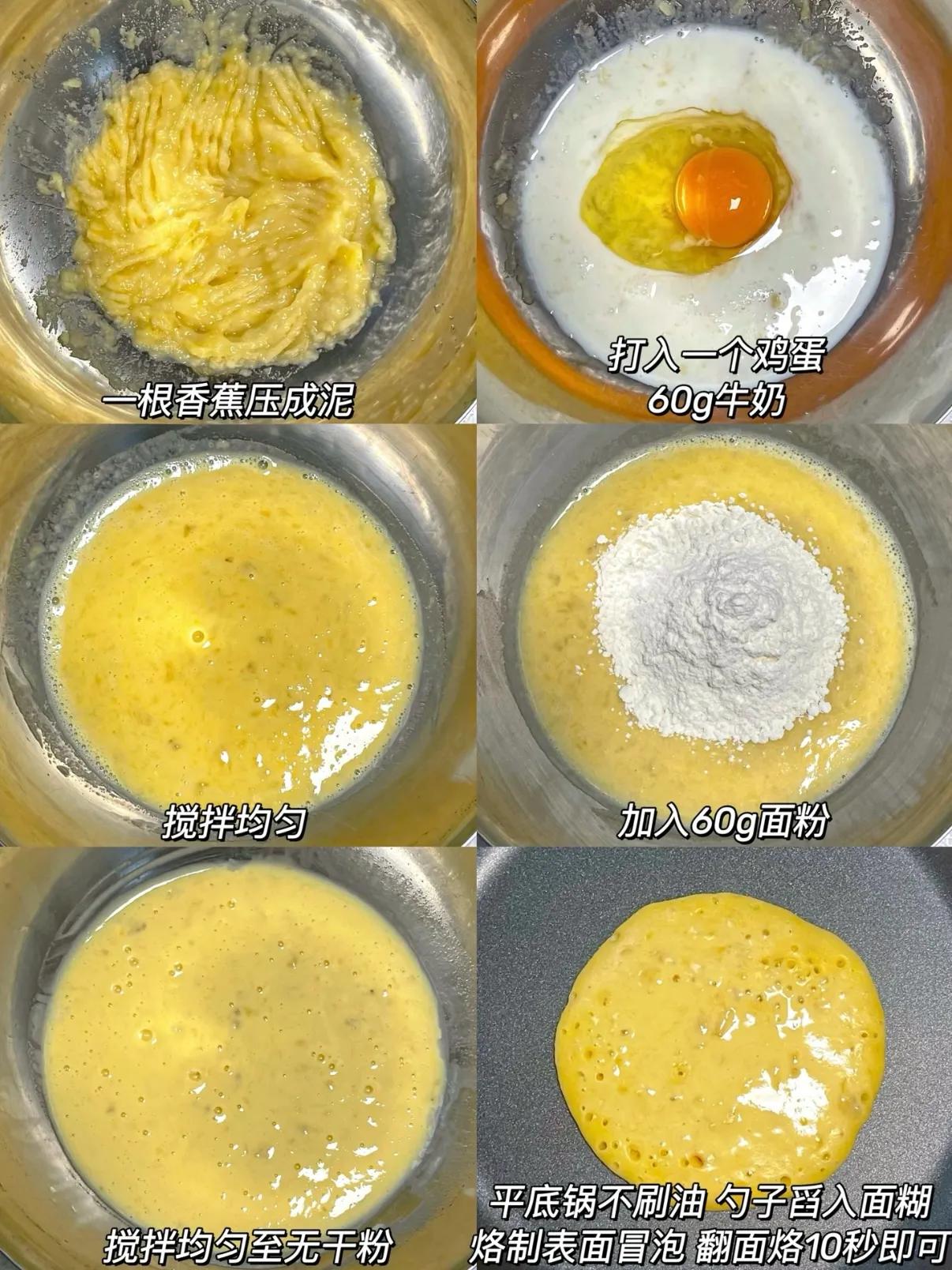 香蕉鸡蛋饼配方_5分钟快手早餐食谱_香蕉牛奶饼窍门