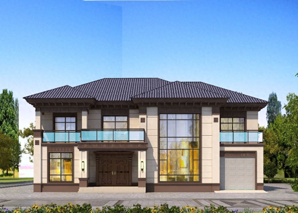 车库跃层旋转楼楼梯样样有 农村住宅 二层新中式自建房