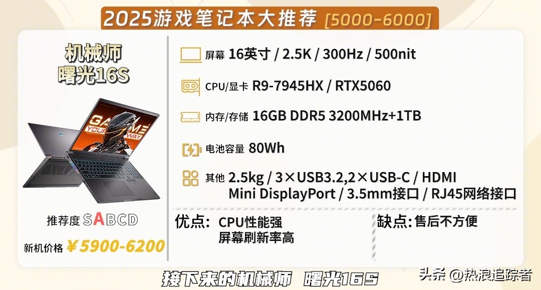 2025年全价位游戏本红黑榜!从1000到10000,这23款闭眼选不踩雷(图19) 游戏本选购指南_雷神游戏本 售后_高性价比游戏本推荐