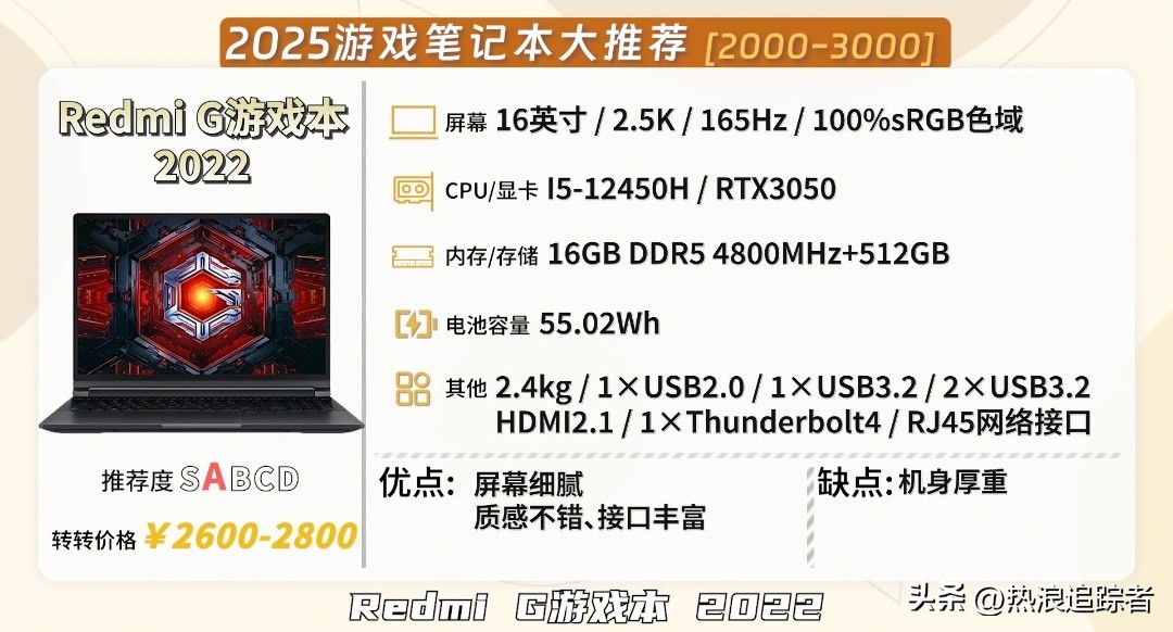 2025年全价位游戏本红黑榜!从1000到10000,这23款闭眼选不踩雷(图4) 游戏本选购指南_雷神游戏本 售后_高性价比游戏本推荐